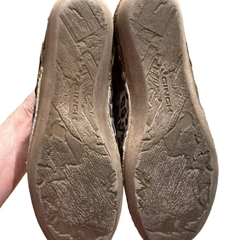 Cinch Women’s 7B Leopard and Brown Suede Lace Up Shoes Antibacterial Insole